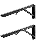 QWORK® 2 Stück 500mm Metall Schwerlast Klappkonsole Schwarz, Platzsparend Klappwinkel für DIY...