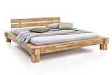WOODLIVE DESIGN BY NATURE Massivholz-Bett Kavas aus Wildeiche, massives Holzbett als Doppel- und...