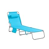 SoBuy Sonnenliege klappbar Gartenliege Liegestuhl klappbar mit Kopfkissen & Seitentasche Strandliege...