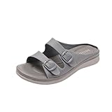CAFETU Sandalen für Damen, Hausschuhe, doppelte Schnalle, verstellbare Slides, flache Sandalen,...