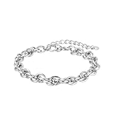 SKENUDY Silber 316L wasserdicht Edelstahl Armband für Männer, Twist Kette, W: 6mm, L: 6,7 '+2,...