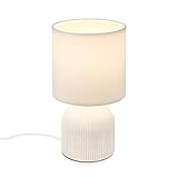 BRILONER - Tischlampe mit Stoffschirm, Kabelschalter, Keramikfuß, Lampe, Nachttischlampe,...