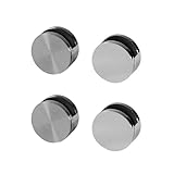 4x Spiegelhalter Ø27x14mm Glashalter 4-6mm in 2 Oberflächen auswählbar Edelstahl-Optik oder Chrom...