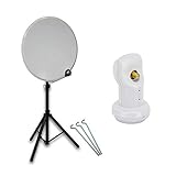PremiumX Mobile Camping SAT Anlage 45cm Hellgrau Satelliten-Schüssel Antenne Single LNB 4K...