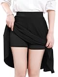 Damen Rock Basic Röcke für Damen mit hose drunter Knielange Skirt Röcke Solide-Elastischer Bund...