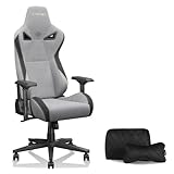 dowowdo Gaming Stuhl Ergonomisch Hellgrau Stoff | Kopfstütze + Lordosenstütze, 155° Neigefunktion...