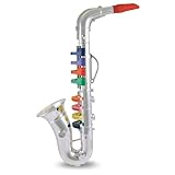 Bontempi 32 4331 Saxophon mit 8 farbigen Tasten/Noten. L. 415 mm, blau