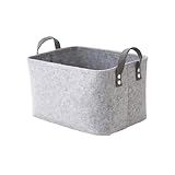 felt storage basket,Filz Aufbewahrungsbox,Filzkorb Grau Rechteck,Faltbar, mit Zwei Weichen...