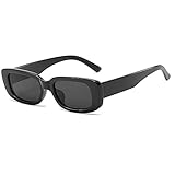 RUNHUIS Retro Rechteck Sonnenbrille Damen Herren Vintage Small Square Fashion Brille Schwarz