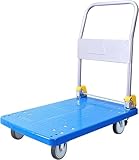 Flachbett-Handwagen, zusammenklappbar, beweglicher Schubwagen mit Kunststoffdeck und Metallgriff,...