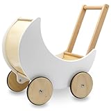 Mamabrum Holzwagen für Puppen und Bären, Baby Pöckchen 1+, Spielwagen für Kinder ab 1 Jahr,...
