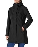 Damen Regenjacke Lange Softshelljacke mit Kapuze Frauen Übergangsjacke Regenmantel Gefütterte...