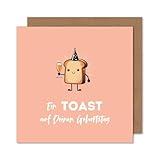 Premium Happy Birthday Geburtstagskarte Toast, quadratisch mit Umschlag - lustige Karte Frau,...
