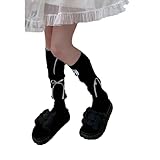 CHICTRY Mädchen Damen Baumwolle Kniestrümpfe mit Schleife Deko Lolita Stretchy Socken Niedliche...