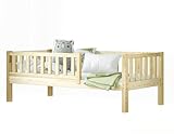 BEDDY Kinderbett mit Rausfallschutz 70x140 – Montessori Kinder Bett mit Lattenrost Naturholz -...