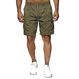 KBOPLEMQ Cargo Shorts Herren Sommer Cargohose Kurze Hosen Gummibund Sommerhose Stretch Straight...