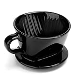 AuntYou Kaffeefilterbecher, einzelne Tasse, schwarzer Keramik-Kaffeetropfer, wiederverwendbarer...