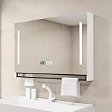 Anti-Beschlag-Spiegelschrank mit Smart-Touch-Taste, Handtuchstange, Uhr-Display – 3 Farben...