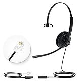 Yealink Telefon-Headsets für Bürotelefone YHS34 Lite QD zu RJ9 Headset Kompatibel mit Poly Avaya...