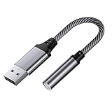 Bokcztml USB auf 3,5 mm Audioadapter, externe Soundkarte für Kopfhörer und Mikrofone für PC und...