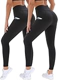 DDOBB 2er Pack Sport Leggings Damen High Waist Sportleggins Damen Lang Mit Taschen Gym Leggings...