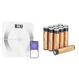 Körperfettwaage, Bluetooth Personenwaage mit App & Amazon Basics Performance alkaline Batterien,...