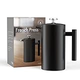 French Press Kaffeekanne, 1 Liter/8 Tassen, Doppelwandige Isolierte Kaffeebereiter, Handfilter...