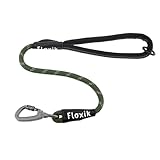 Floxik Kurzführer grün für Hunde ⌀ 8mm | reflektierende Kurzleine aus Kletterseilmaterial |...