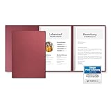 3 Stück 3-teilige Bewerbungsmappen Bordeaux mit 2 Klemmschienen in feinster Lederstruktur