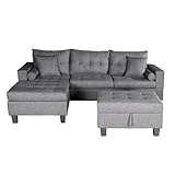 Home Deluxe - Sofagarnitur ROM - Farbe Grau - beidseitg montierbar - 242,6 cm x 154,3 cm x 90,8 cm -...