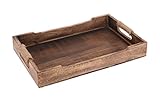 Tablett Serviertablett Holz Mango braun Holztablett Deko Dekotablett Dunkelbraun (Mittel (38 x 25...