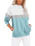 Cuptacc Sweatshirt Damen Pullover Herbst Farbblock Langarmshirt Damen Oberteile Elegant Rundhals...