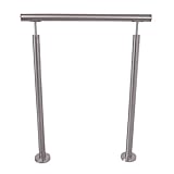 Edelstahl Geländer V2A gebürstet Silber, 2 Pfosten, 1-1,8 m, Selbstmontage, Innen und Außen, ohne...
