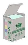 Post-it Recycling Notes, Assortierte Farben, Packung mit 6 Blöcken, 100 Blatt pro Block, 38 mm x 51...