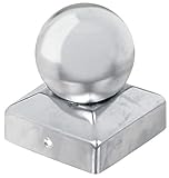 Alberts 327088 Pfostenkappe für Holzpfosten | mit Kugelkopf | Edelstahl | 70 x 70 mm