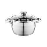 Florina Oliver 20 cm 3,4 L Edelstahltopf mit Glasdeckel | Für Induktion, Gas, Elektro, Ceran |...
