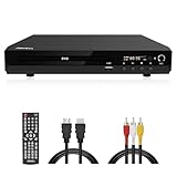DVD-Player mit SCART-Anschluss, Kompakt DVD-CD-Player 1080P mit HDMI-Ausgang AV-Ausgang,...