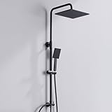 Auralum Regendusche Schwarz ohne Armatur, Duschgarnitur mit Regendusche Quadratischer Duschkopf...
