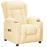 Tidyard Massagesessel Elektrisch Creme Kunstleder, Armlehnensessel Relaxsessel TV-Sessel...