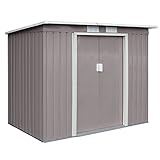 HATTORO P100 Metall Gerätehaus 213×130×173cm Geräteschuppen Schuppen Gartenhaus Outdoor...