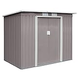 HATTORO P100 Metall Gerätehaus 213×130×173cm Geräteschuppen Schuppen Gartenhaus Outdoor...