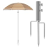 Herefun Sonnenschirmständer mit Rasendorn, Erdspieß Sonnenschirm, Schirmständer Strand,...