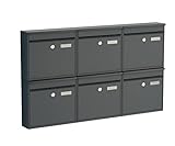 BASI Briefkasten 6er Set | Wandbriefkasten aus Stahl | Farbe Anthrazit Matt | mit Namensschild |...