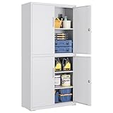 SONGMICS Aktenschrank, Mehrzweckschrank, Büroschrank, mit 4 Türen und 5 Ebenen, 40 x 80 x 180 cm,...