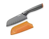 Tefal Fresh Kitchen K12201 Santoku-Messer 12 cm, anthrazit/orange