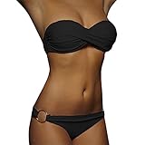 Bandeau Bikini Damen Push Up Zweiteilige Badeanzug Bademode Bikini Set Bikini Damen Set