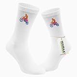 Huuraa Unisex Tennissocken Motocross bunte Silhouette Geschenk Größe 42/46 White Motiv Sportsocken...
