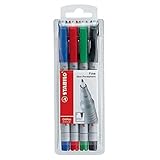 Folienstift - STABILO OHPen universal - wasserlöslich fein - 4er Pack - grün, rot, blau, schwarz