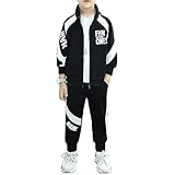 LiiYii Kinder Trainingsanzug Jungen Mädchen Kapuzenpullover Sweatshirt Mit Reißverschluss Hoodie...