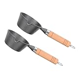 MUELODSIC 2 Stück Gusseiserner Mini Schmelztopf mit Holzgriff Schnelles Erhitzen Vielseitiger Topf...